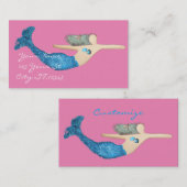 Blauwe staart Zeemeermin die Thunder_Cove zwemt Visitekaartje (Voorkant / Achterkant)