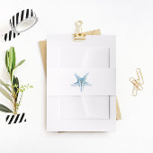 Blauwe staarten, band, strand bruiloft uitnodigingen wikkel