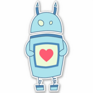 Blauwe staartrobot met Cartoon Sticker