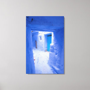 Blauwe stad steeg canvas afdruk