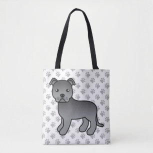 Blauwe Staffordshire Bull Terrier Schattige Cartoo Draagtas