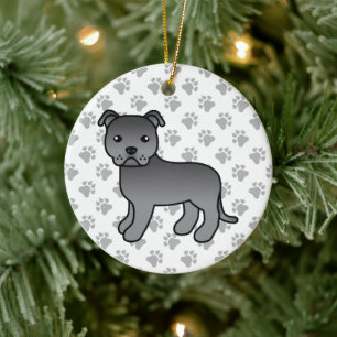 Blauwe Staffordshire Bull Terrier Schattige Cartoo Keramisch Ornament