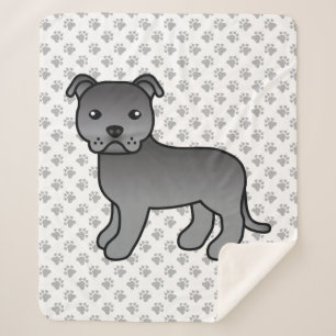 Blauwe Staffordshire Bull Terrier Schattige Cartoo Sherpa Deken