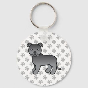 Blauwe Staffordshire Bull Terrier Schattige Cartoo Sleutelhanger