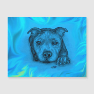 Blauwe Staffy Puppy Magnetische Kaart