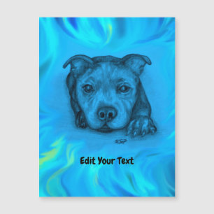 Blauwe Staffy Puppy Magnetische Kaart