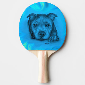 Blauwe Staffy Puppy Tafeltennisbatje