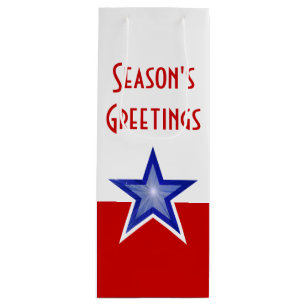 Blauwe Star Red print Seizoenswijn Wijn Cadeautas