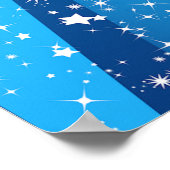Blauwe Starburst Schittering met Lichtstralen Poster (Hoek)