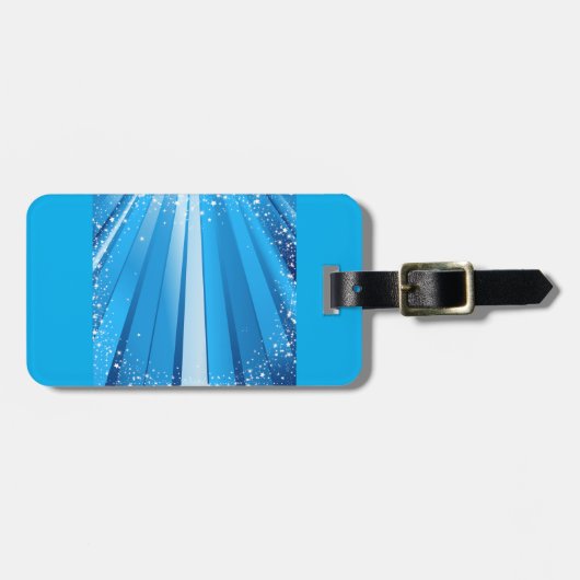 Blauwe Starburst Sparkle met stralende lichtstrale Bagagelabel (Voorkant horizontaal)
