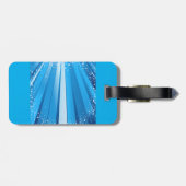 Blauwe Starburst Sparkle met stralende lichtstrale Bagagelabel (Achterkant horizontaal)
