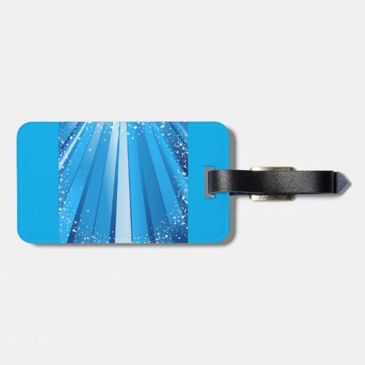 Blauwe Starburst Sparkle met stralende lichtstrale Bagagelabel (Achterkant horizontaal)