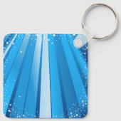 Blauwe Starburst Sparkle met stralende lichtstrale Sleutelhanger (Achterkant)