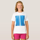 Blauwe Starburst Sparkle met stralende lichtstrale T-shirt (Voorkant volledig)