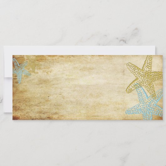 BLAUWE STARFISH BOARDING PASS INVITATIONS KAART (Achterkant)