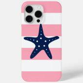 Blauwe Starfish op roze stropen Case-Mate iPhone Case (Achterkant)