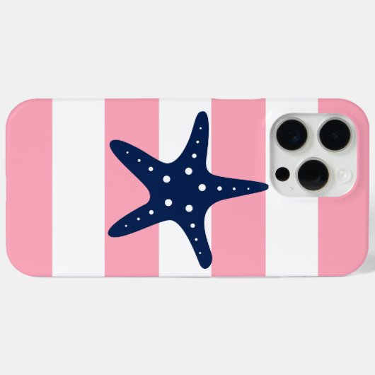 Blauwe Starfish op roze stropen Case-Mate iPhone Case (Achterkant (horizontaal))