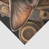 blauwe steampunk kat AI kunst tissue papier (Detail)