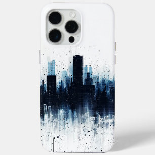 Blauwe stedelijke skyline iPhone 15 pro max hoesje