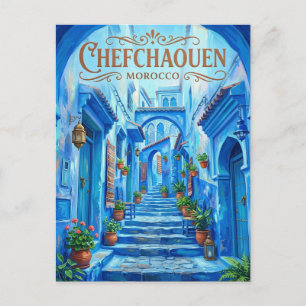 Blauwe Steeg van Chefchaouen Marokko Briefkaart