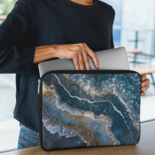 Blauwe steen agaat look macro fotografie laptop sleeve