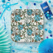 Blauwe stekels en pijnbomen papieren bordje (Feest)