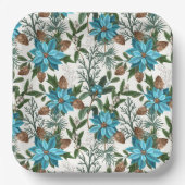 Blauwe stekels en pijnbomen papieren bordje (Voorkant)