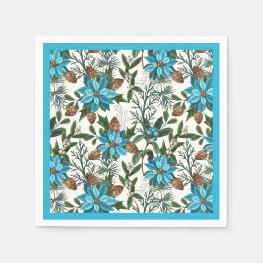 Blauwe stekels en pijnbomen servet (Voorkant)