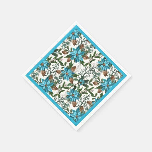 Blauwe stekels en pijnbomen servet (Hoek)