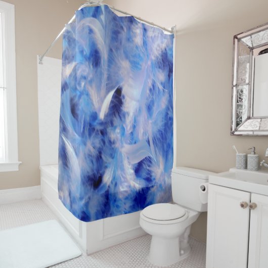 Blauwe stekken douchegordijn (In situ)