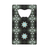 blauwe ster-burst geometrisch zwart kredietkaart flessenopener (Voorkant)