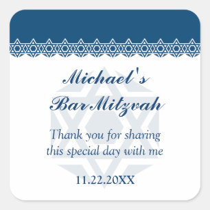 Blauwe ster van David Bar-Bat Mitzvah Vierkante Sticker