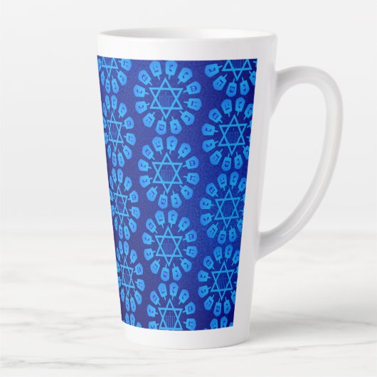 Blauwe ster van David Hanukkah Latte Mok (Rechts)