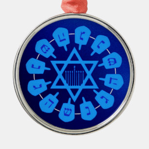 Blauwe ster van David Hanukkah Metalen Ornament