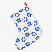 Blauwe ster van David Hanukkah Stocking Grote Kerstsok (Achterkant (Hangend))