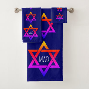 Blauwe ster van David Monogram Bad Handdoek