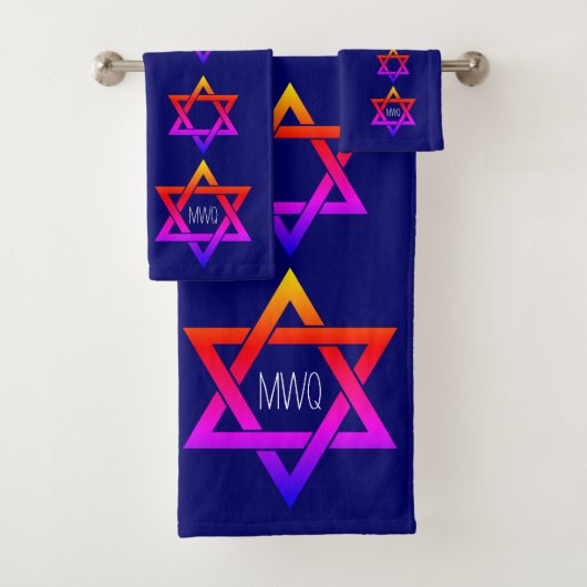 Blauwe ster van David Monogram Bad Handdoek (Insitu)