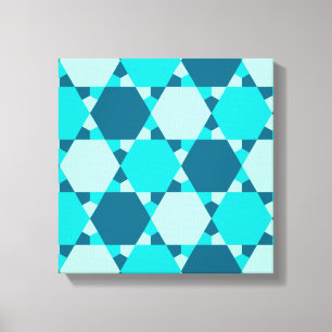 Blauwe ster van David Optical Illusion Pattern Canvas Afdruk