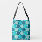 Blauwe ster van David Optical Illusion Pattern Crossbody Tas (Achterkant)