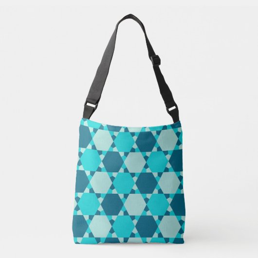 Blauwe ster van David Optical Illusion Pattern Crossbody Tas (Voorkant)