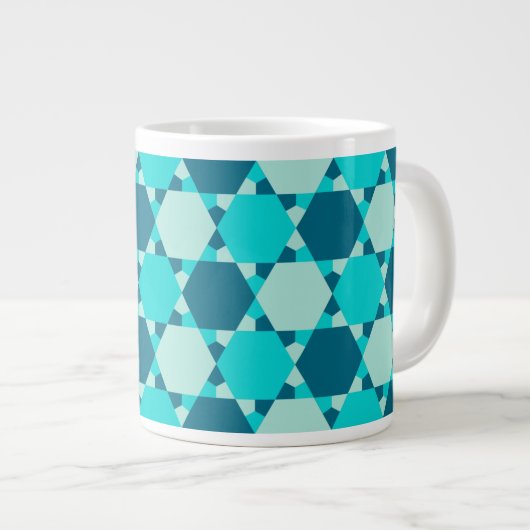 Blauwe ster van David Optical Illusion Pattern Jumbo Mok (Voorkant rechts)