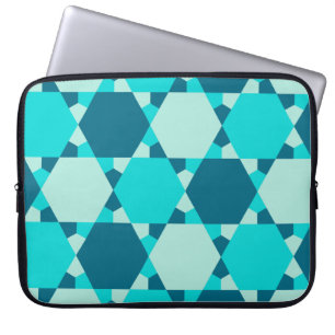 Blauwe ster van David Optical Illusion Pattern Laptop Sleeve