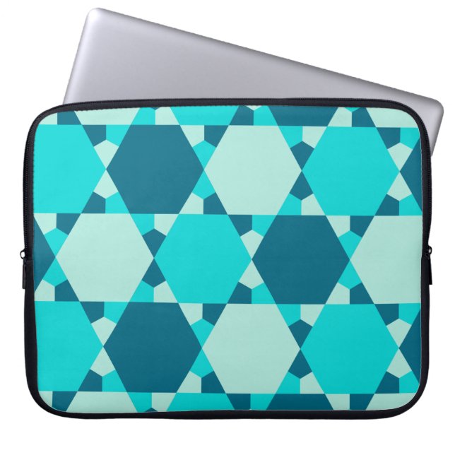 Blauwe ster van David Optical Illusion Pattern Laptop Sleeve (Voorkant)