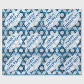 Blauwe ster van David Pattern / Happy Hanukkah Cadeaupapier (Vlak)