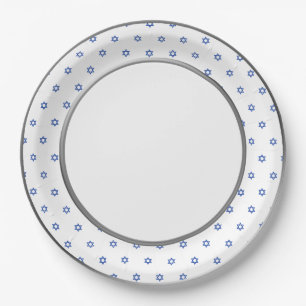 Blauwe ster van David Silver Ring Trim Papieren Bordje