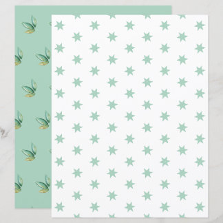 Blauwe Sterren en bladeren Scrapbook Paper Sheet