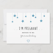 Blauwe sterren en hart Zwangerschap Announcemente- Aankondiging (Voorkant)