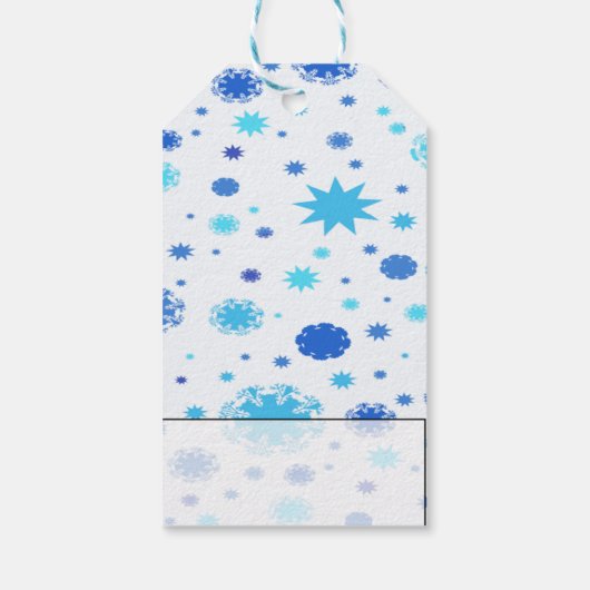 Blauwe sterren en Snowflakes Cadeaulabel (Achterkant)