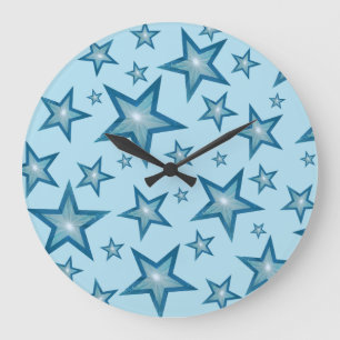 Blauwe sterren klok rond bleke blauw