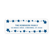 Blauwe sterren Modern Simple Trendy Cute Kerstmis Etiket (Voorkant)